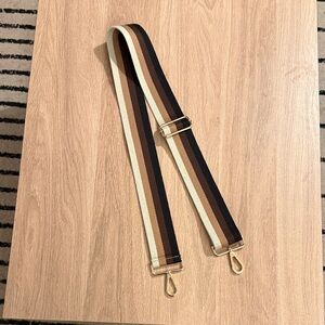 Adjustable Striped Canvas Bag Strap in Brown and Cream